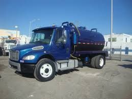 Blue tanker truck parked outdoors on a sunny day