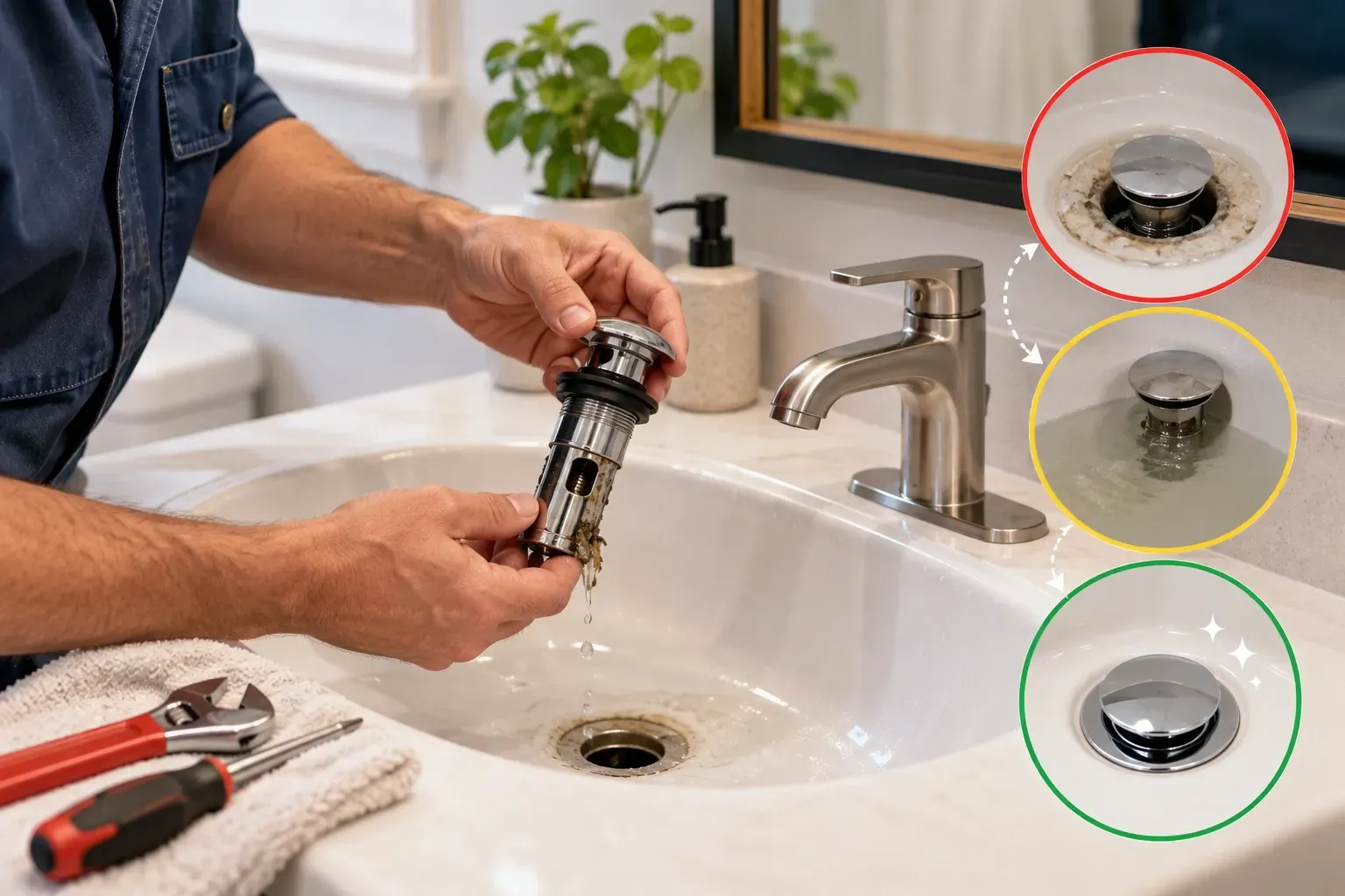 Bathroom Sink Pop-Up Drain Repair
