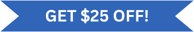 Blue banner with white text reading “GET $25 OFF!”