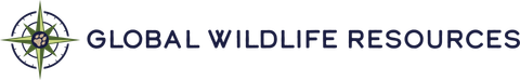 the logo for global wildlife resources shows a compass with a paw print on it .