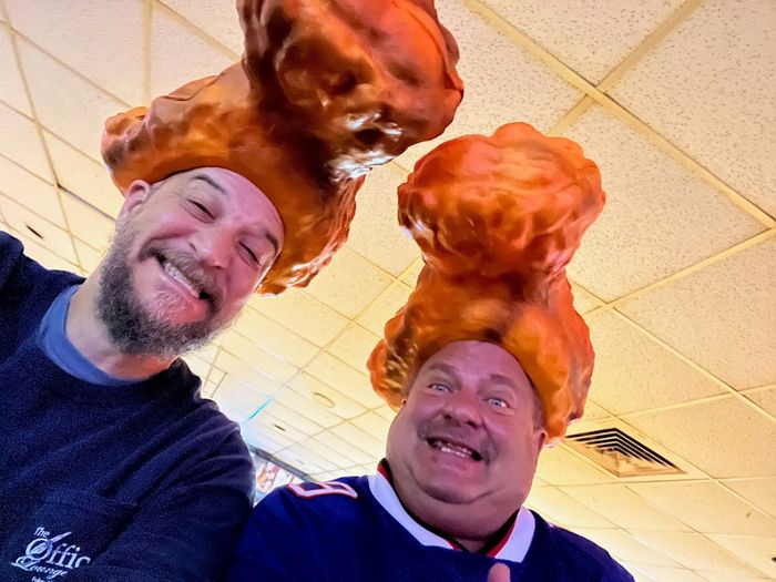 Two Men Smiling With A Cosplay In The Head | Foley, AL | The Office Lounge