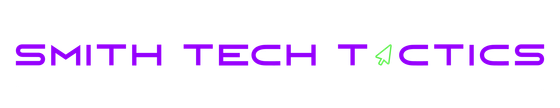 A purple and green logo for smith tech tactics