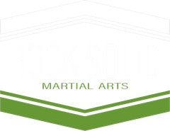 a logo for a martial arts school with a white background and a green border .