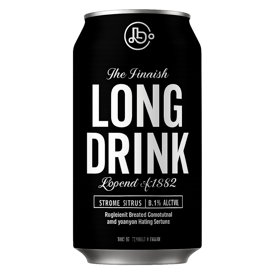 Black can of The Finnish Long Drink, Strong Citrus, with white text.