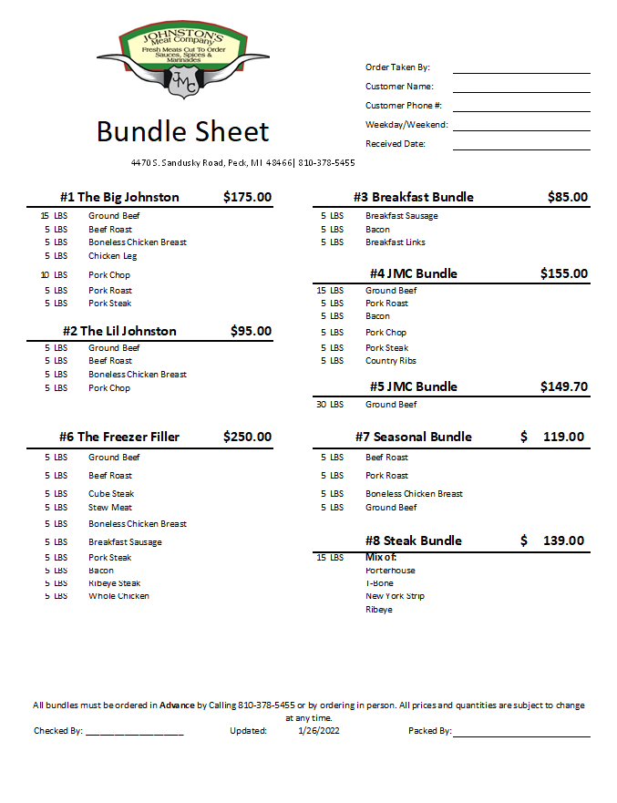 Bundle Forms Johnston's Meat Company