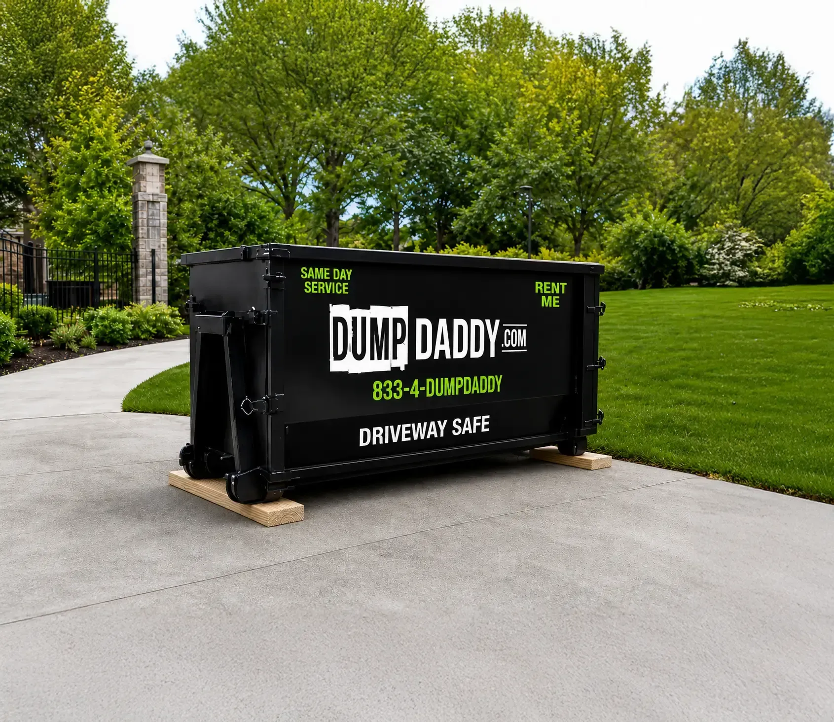 Dump Daddy driveway safe dumpster rental in Dacula Georgia