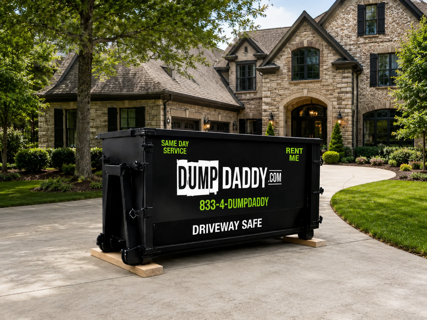 Dump Daddy driveway-safe dumpster placed at a residential home in Atlanta and North Georgia