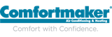 Comfortmaker air conditioning and heating logo with tagline “Comfort with Confidence.” Comfortmaker air conditioning and heating logo with tagline “Comfort with Confidence.”