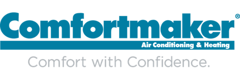 Comfortmaker air conditioning and heating logo with tagline “Comfort with Confidence.” Comfortmaker air conditioning and heating logo with tagline “Comfort with Confidence.”