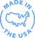 A light blue circular stamp icon containing a map of the United States with the text