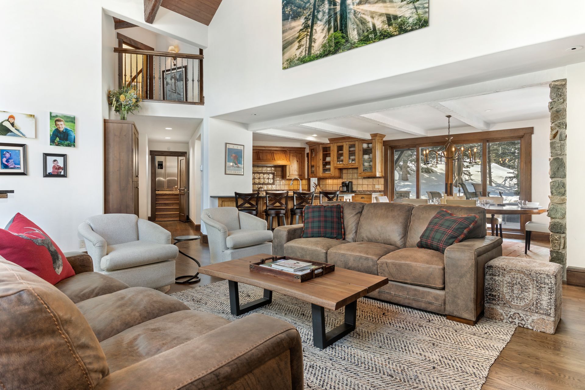 Beaver Damn living room couch and kitchen