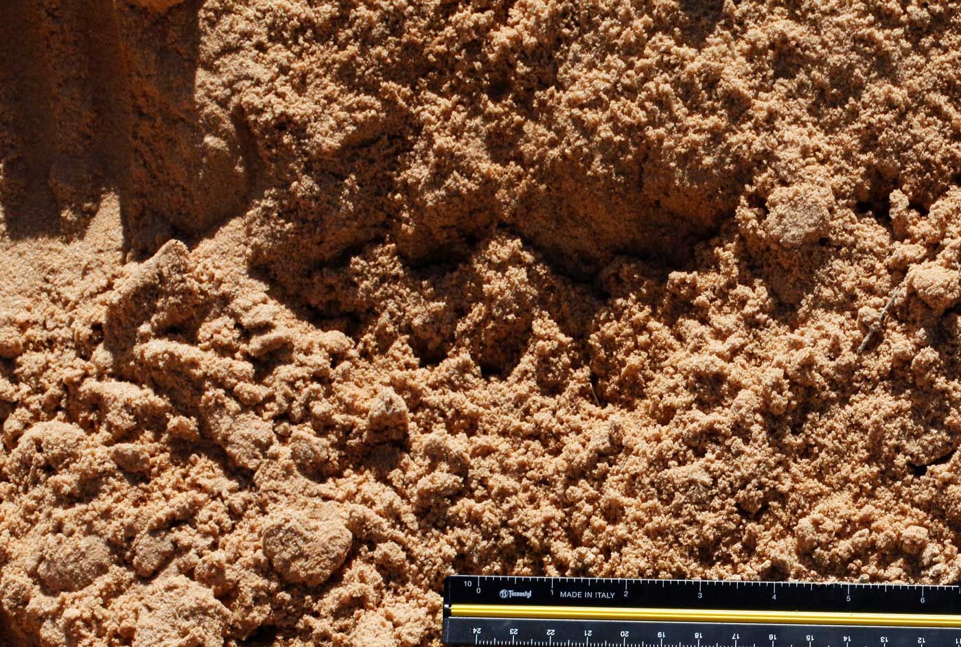 A ruler is laying on top of a pile of sand