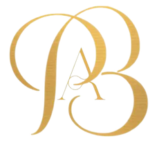 Gold monogram logo with intertwined letters “P”, “B” and