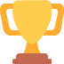 Gold trophy cup with handles and brown base icon