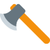Orange-handled axe with a gray blade on a white background