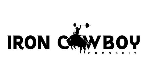 IRON COWBOY CrossFit logo with a black cowboy on a bucking bull silhouette