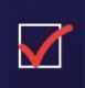 Red checkmark inside a white square, on a dark blue background.