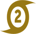 Gold hurricane symbol with a white