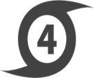 Hurricane symbol with the number 4 indicating a Category 4 hurricane.