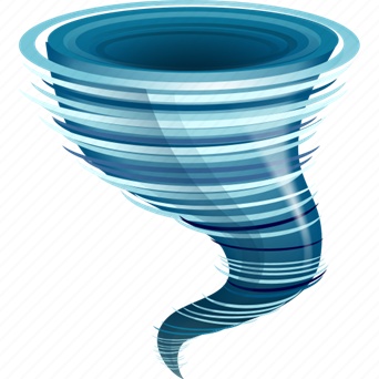 Blue tornado swirling downwards.