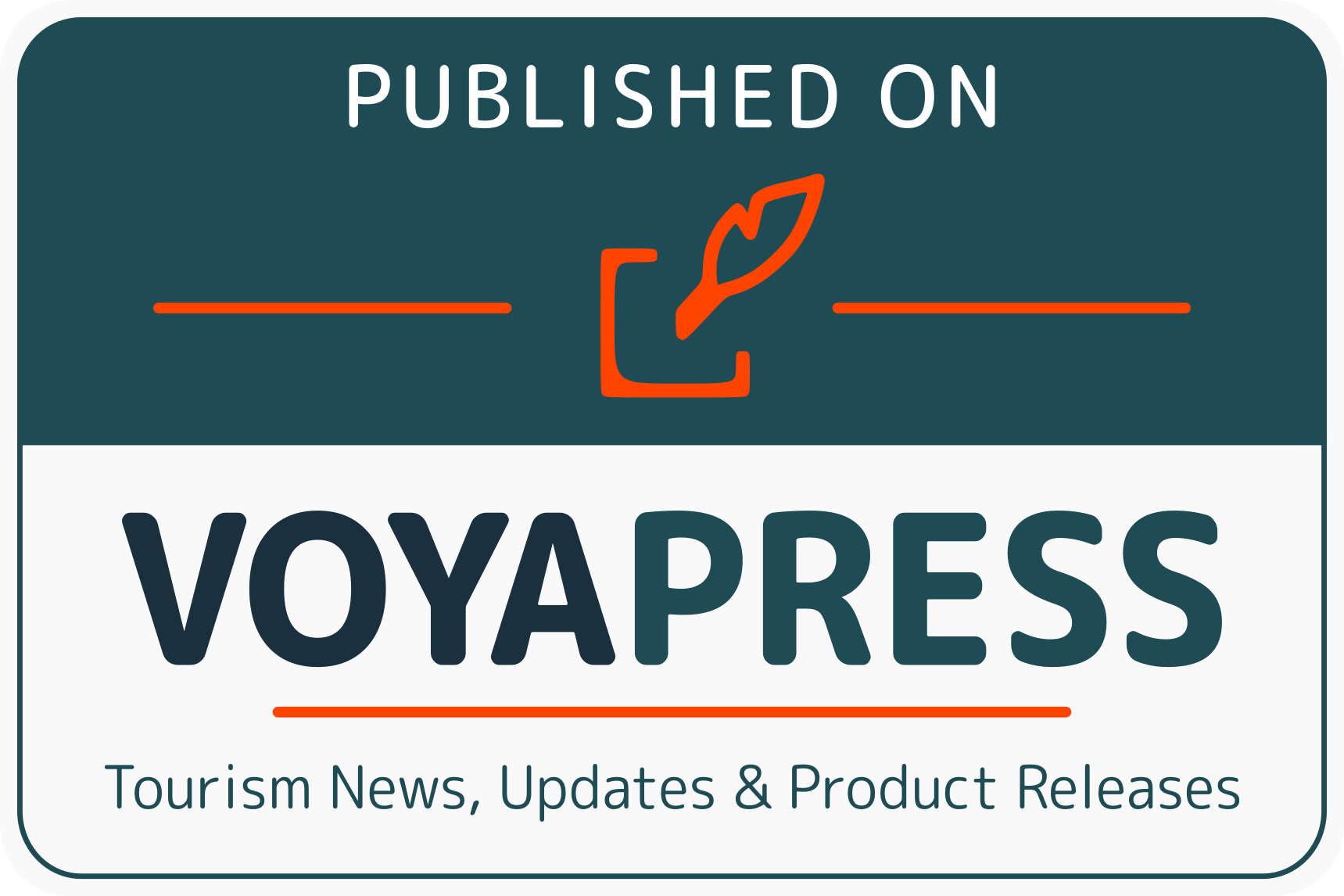 Published on Voyapress logo with teal header, orange leaf icon, and subtitle “Tourism News, Updates & Product Releases”