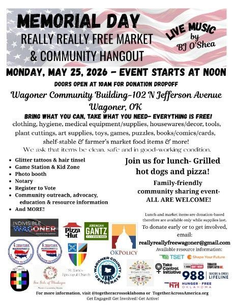 Red “MEET IN THE MIDDLE” political event flyer with U.S. map and event details.