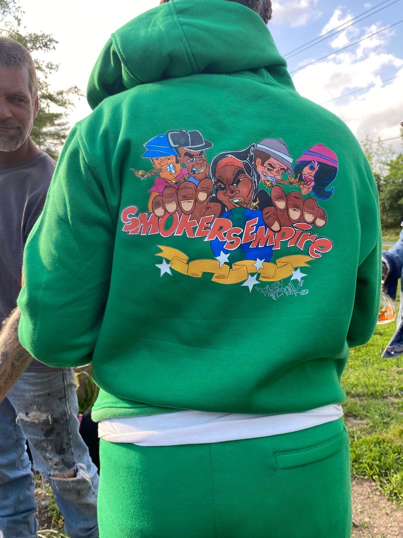 Smokers Empire hoodie — green — Smokez crew back print