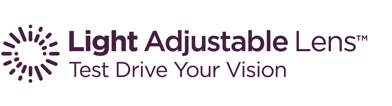 The logo for light adjustable lens test drive your vision