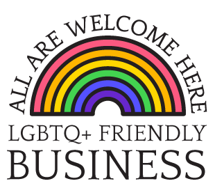 LGBTQ+ Friendly Business - All Are Welcome Here Logo