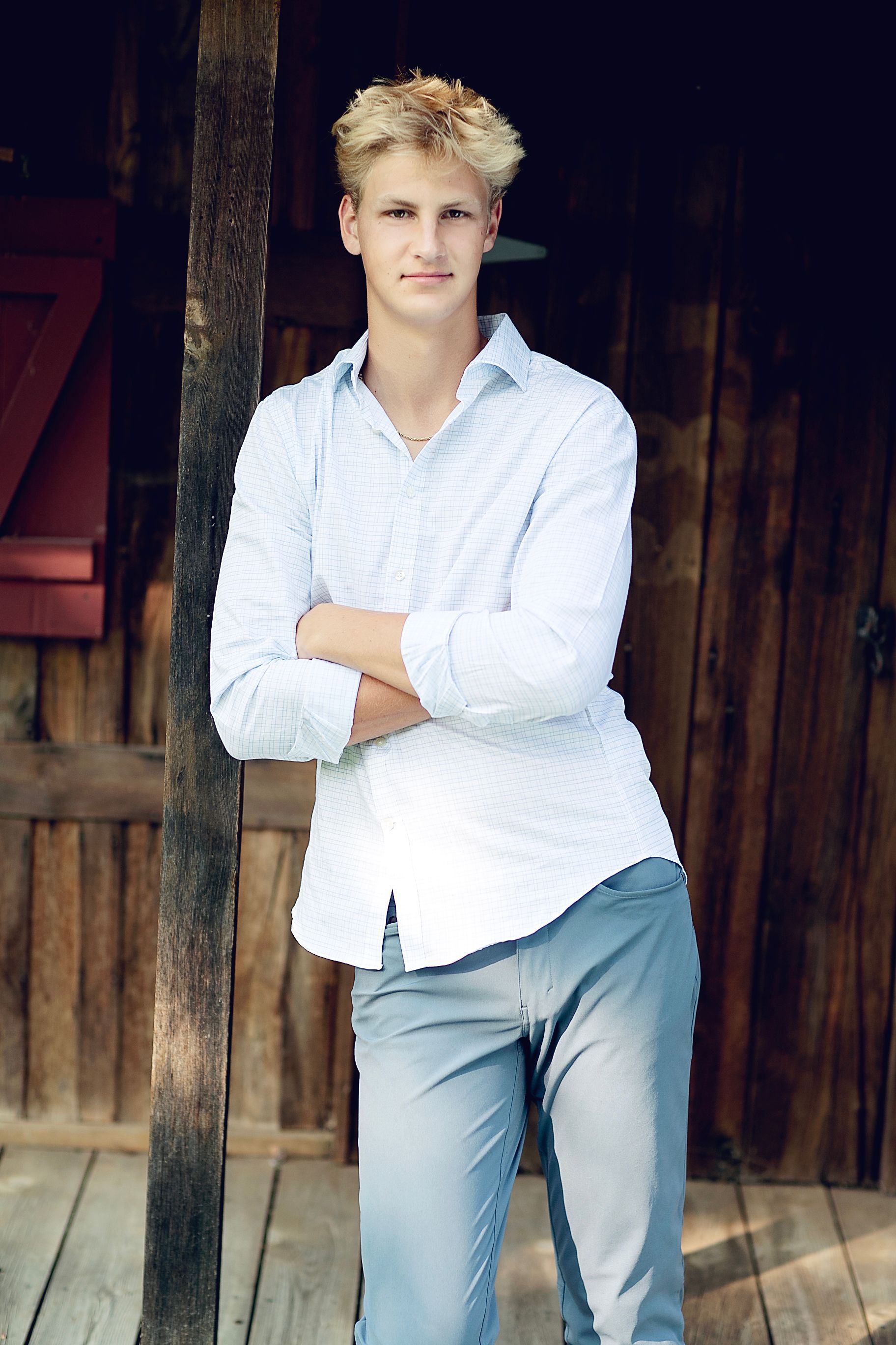 High school senior boy in downtown ada, michigan.