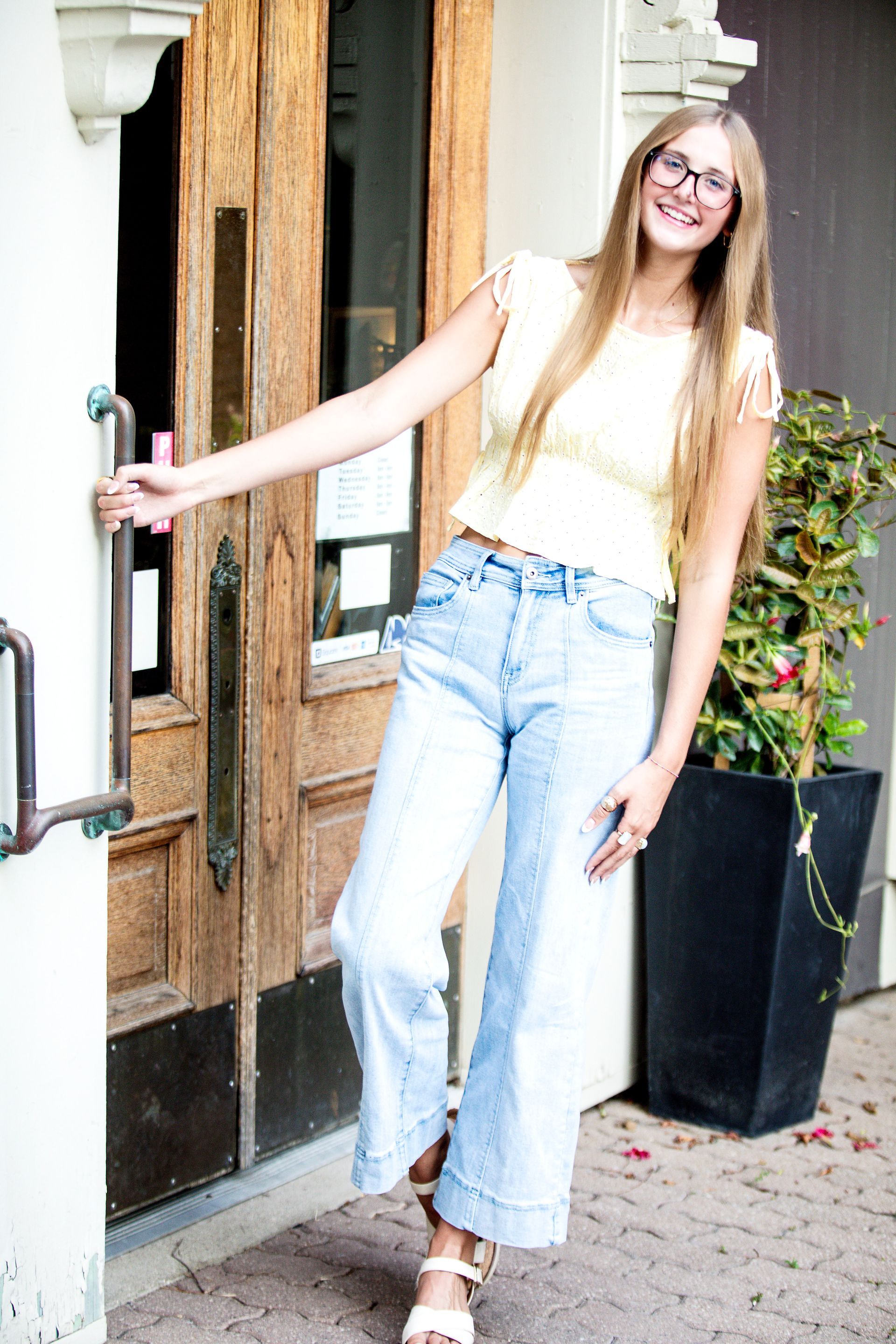 High school senior girl in downtown ada, michigan.