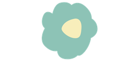 A stylized, flat-design flower with pale blue rounded petals and a light yellow, triangular center.