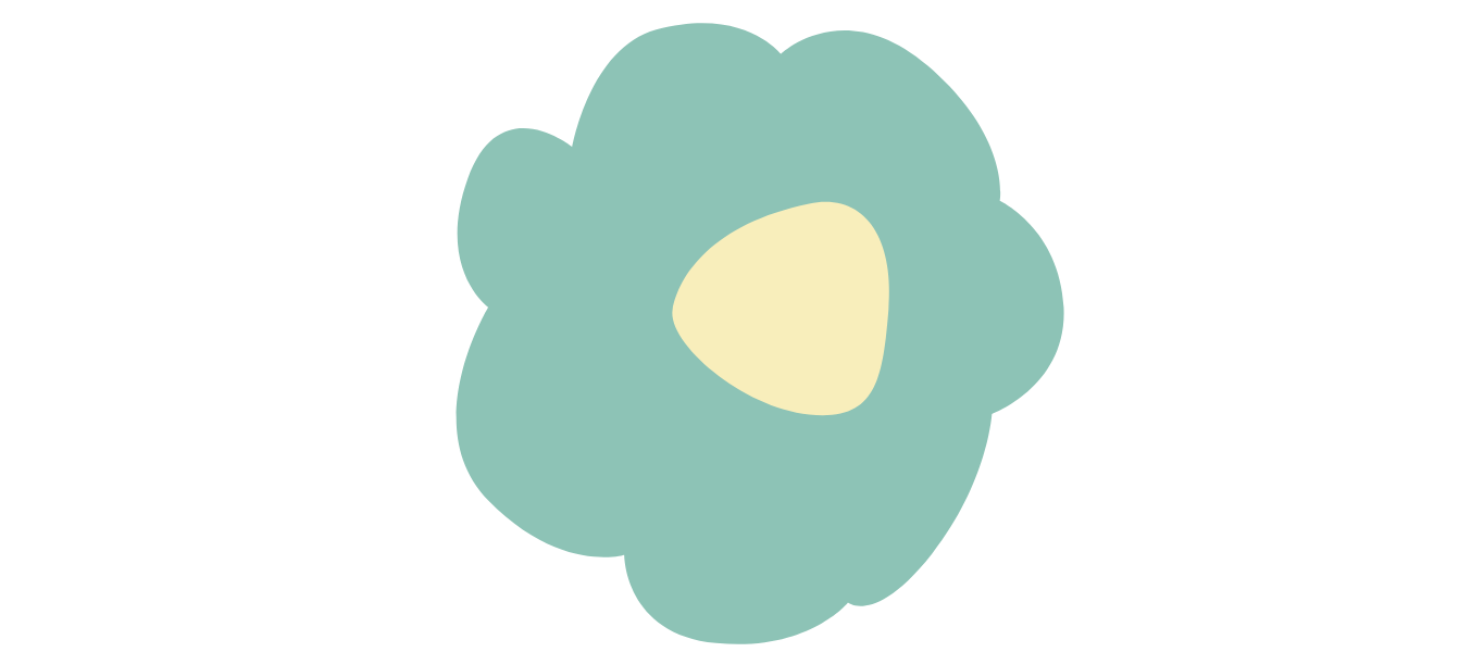 A stylized, five-petaled light blue flower with a soft yellow, rounded triangular center.