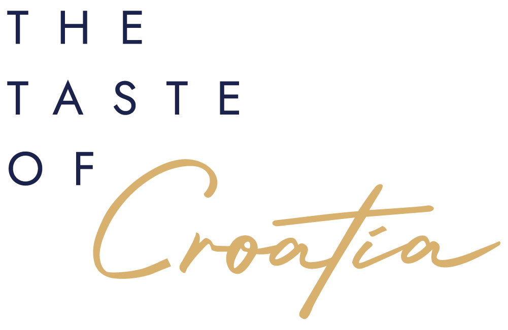 Logo reading “The Taste of Croatia” in navy and gold script on a white background