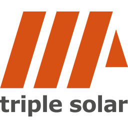 Triple Solar logo with orange slanted bars and gray text on white background