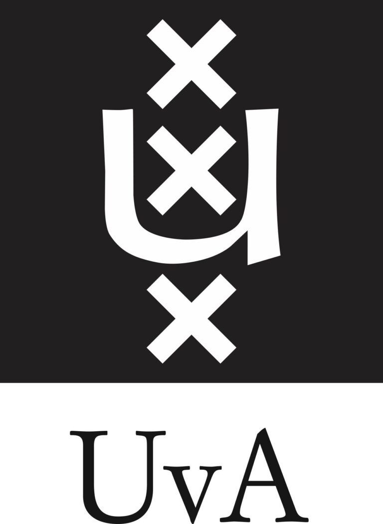 Black-and-white Utrecht University logo with stylized shield and “UvA” text