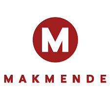Makmende logo: red circle with white “M” above red wordmark on white background