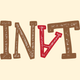 Stylized letters “INAT” in brown and red on a beige background