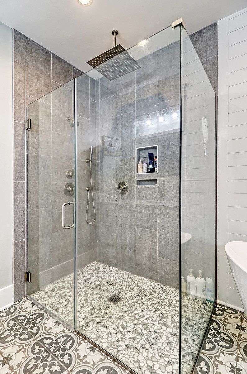 bright new bathroom interior glass