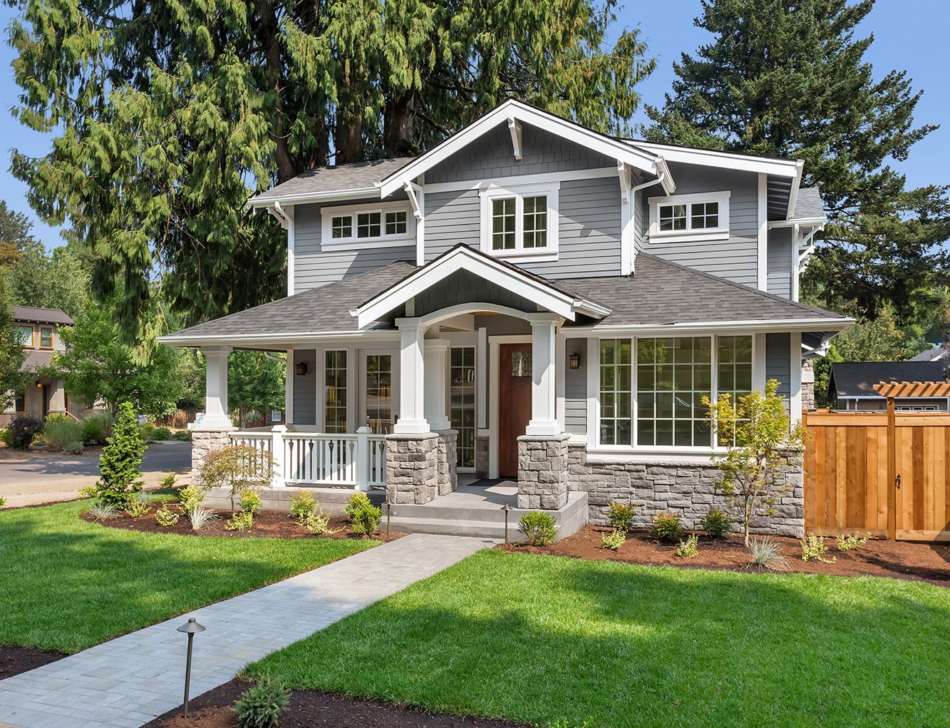 beautiful new home exterior covered porch