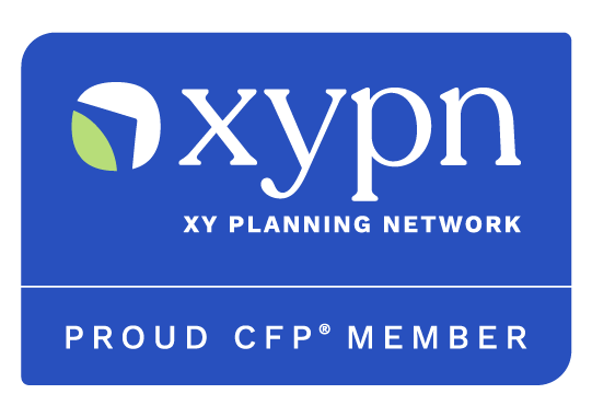 A blue sign that says 'xy planning network proud cfp member ' on it