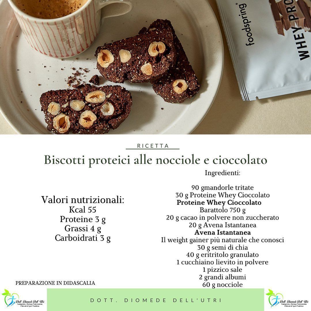 biscotti proteici alle nocciole e cioccolato