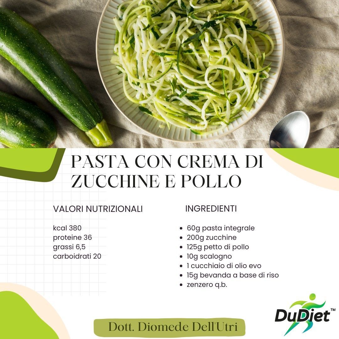 pasta con crema di zucchine e pollo