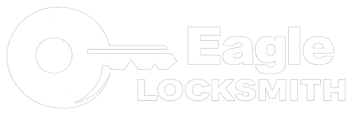 White logo with a key icon and the text “Eago Locksmith”