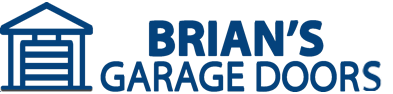 Brian’s Garage Doors logo with blue garage icon and company name