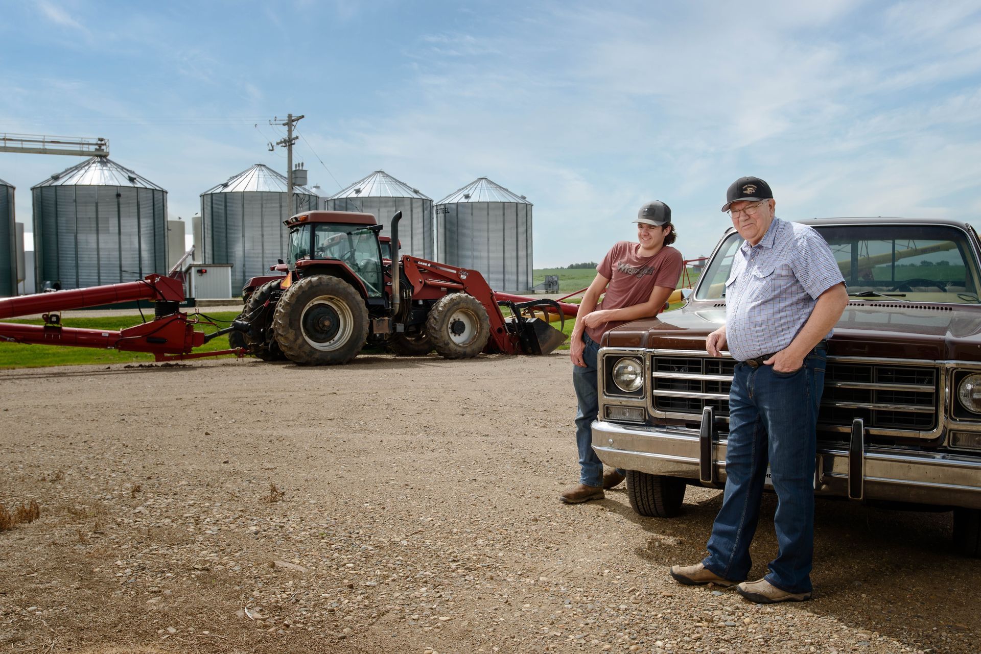 Bryan Perkins and family member on Perkins Farm