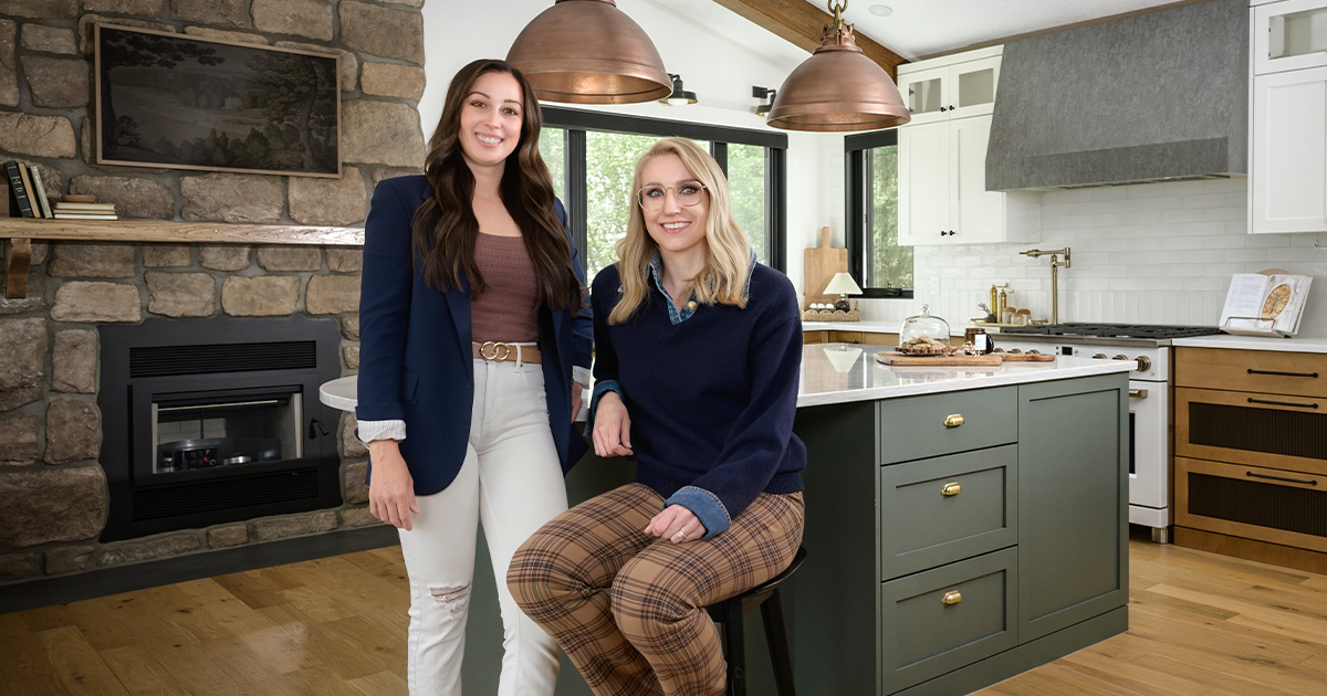 Josee L’Abbe and Kayla Brochu of Anne & May Design Co., standing in a client’s kitchen near Falher.