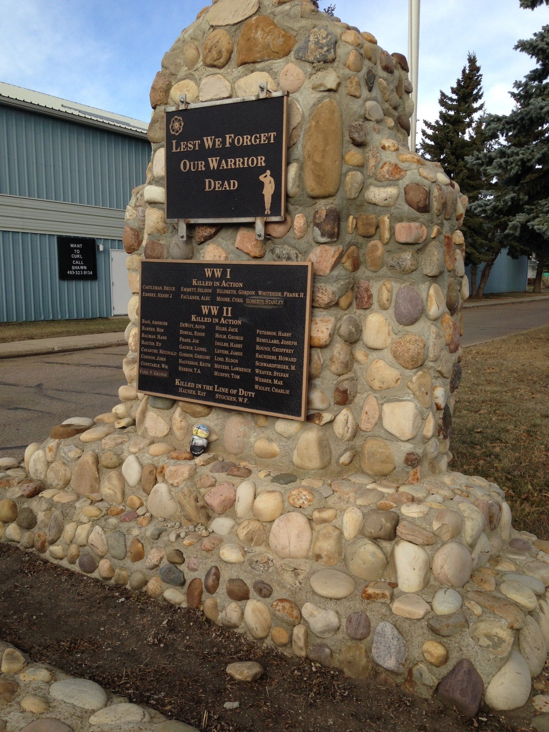Cenotaph in Castor Alberta in remembrance of Veterans