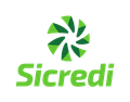 Logotipo da Sicredi: símbolo de flor estilizada verde acima da palavra
