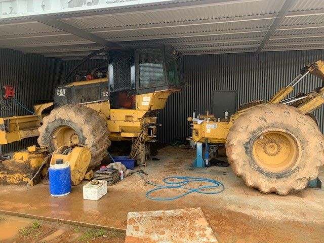 A Yellow Front-end Loader on a Workshop — GA Plant & Automotive Repairs In Scone, NSW
